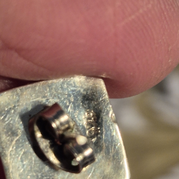 Rare Pink Coral 925 Sterling Silver Square Rare  Pink Coral and  Earrings - Picture 8 of 9